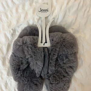Gray Kids Furry Slippers